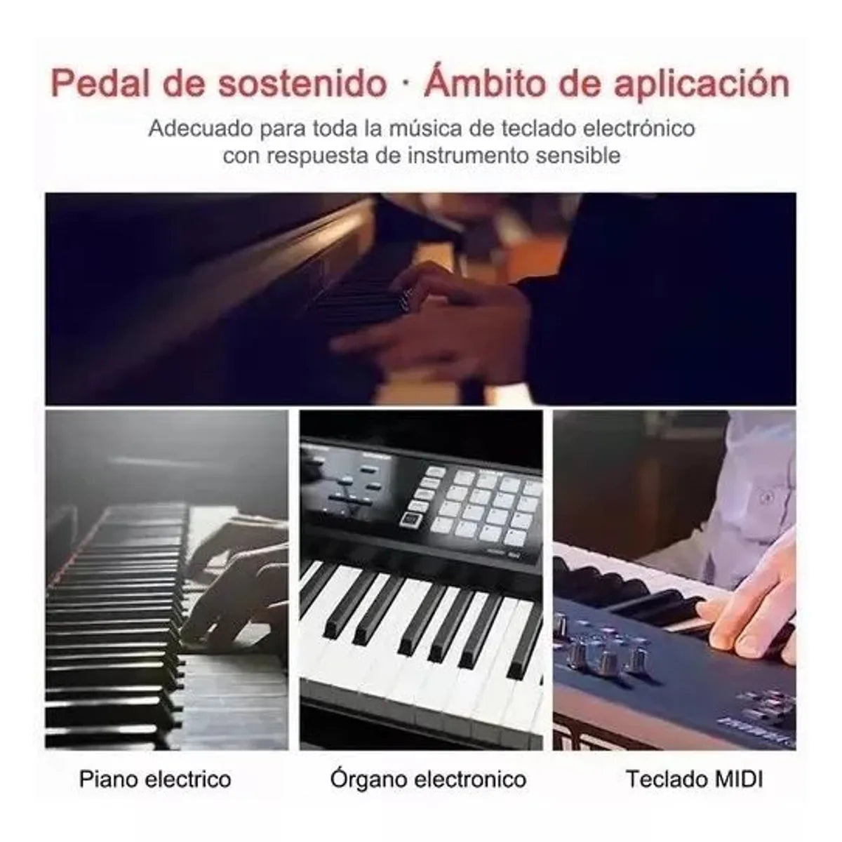 PEDAL SUSTAIN UNIVERSAL PARA TECLADO Y PIANO CON CONTROL DE POLARIDAD