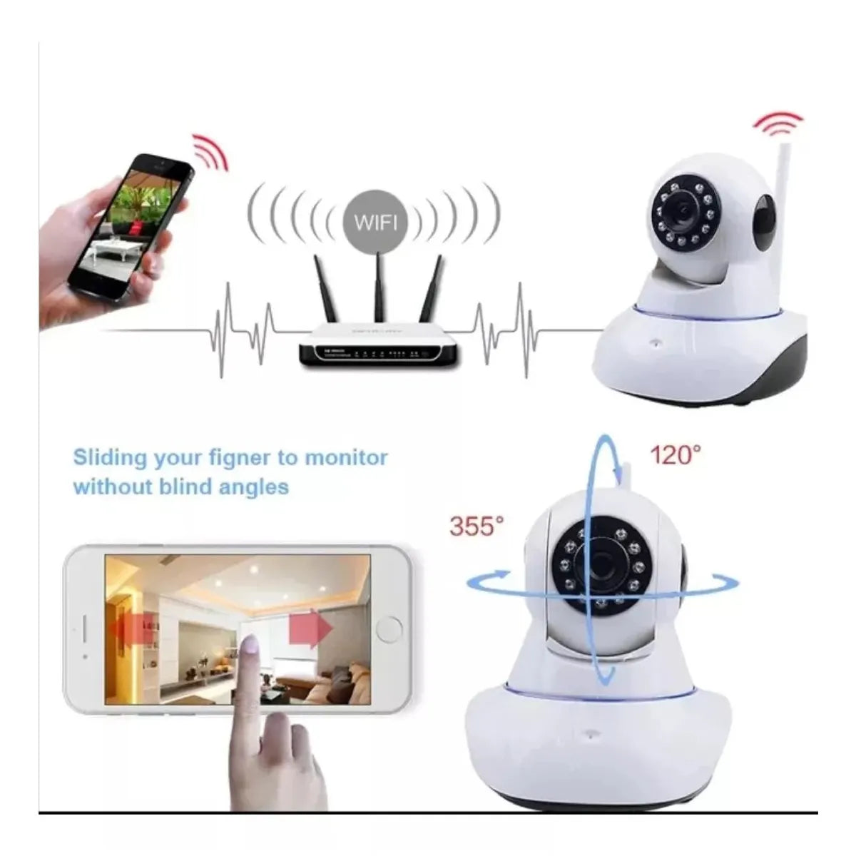PACK X3 CÁMARAS IP WIFI 360° HD CON VISIÓN NOCTURNA
