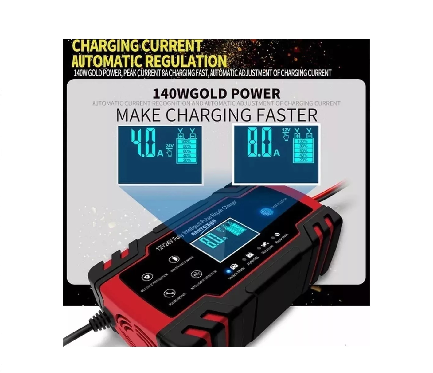 Cargador De Batería Inteligente 12v Auto Moto Corriente - Imagen 2
