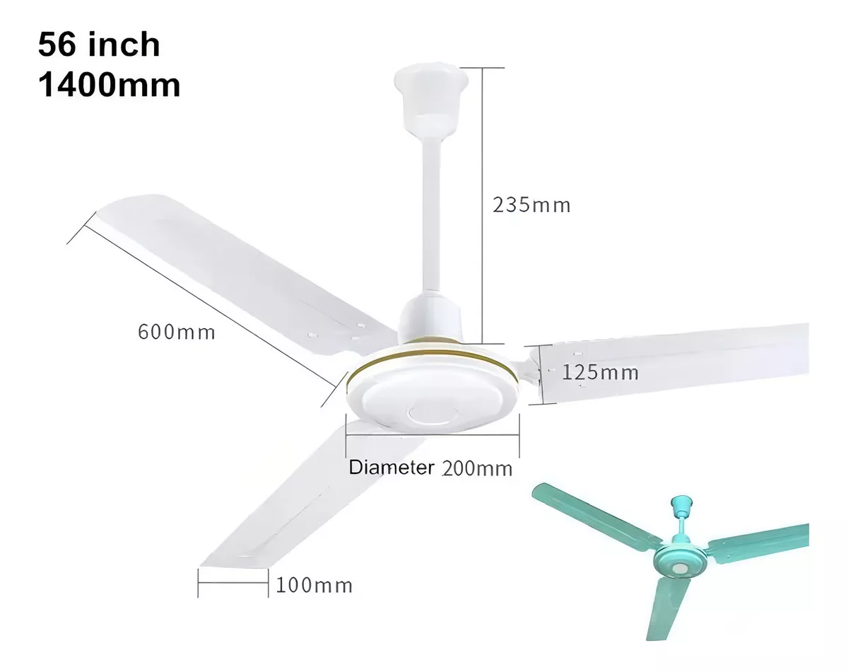 Pack x3 Ventiladores de Techo Metálicos – 3 Aspas – 142 cm – Blanco - Imagen 2