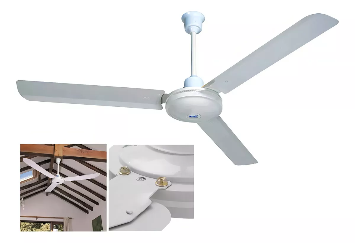 Pack x3 Ventiladores de Techo Metálicos – 3 Aspas – 142 cm – Blanco - Imagen 3