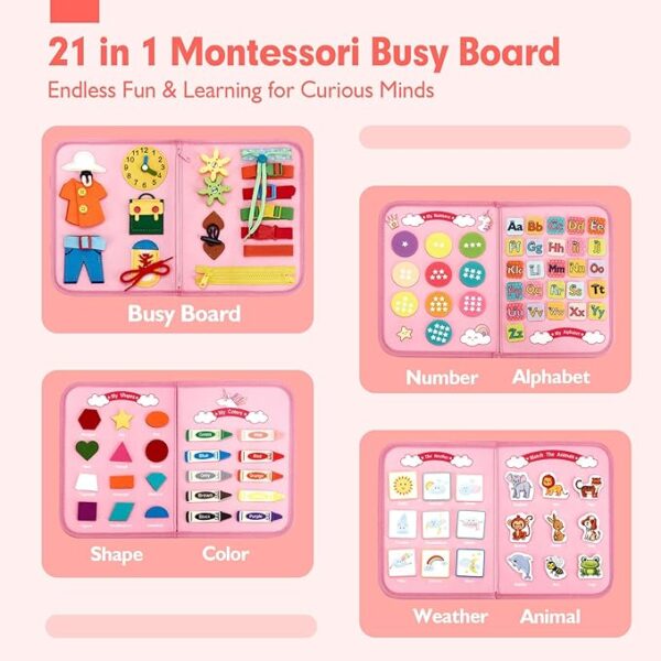 Juguete Montessori 21 en 1 - Actividades de Aprendizaje Preescolar - Imagen 2