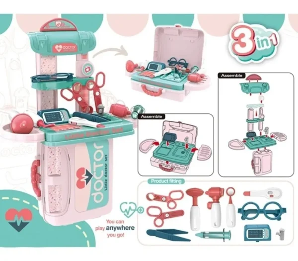 Maleta Doctor Portátil para Niñas – Set 3 en 1 Juguete Didáctico - Imagen 4
