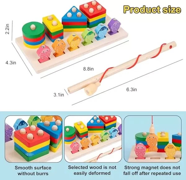 Tablero Juguete Didáctico Montessori de Madera – Educativo con Animales y Pesca Magnética 🐟🌈 - Imagen 2