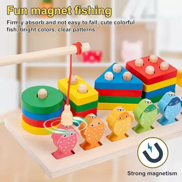Tablero Juguete Didáctico Montessori de Madera – Educativo con Animales y Pesca Magnética 🐟🌈 - Imagen 3