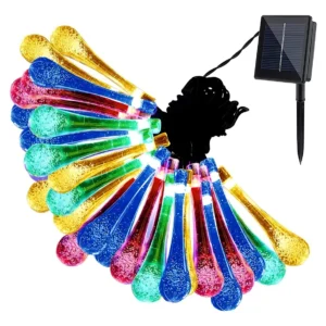 Guirnalda Solar Gotas Multicolor 30 Led Decoración Exterior