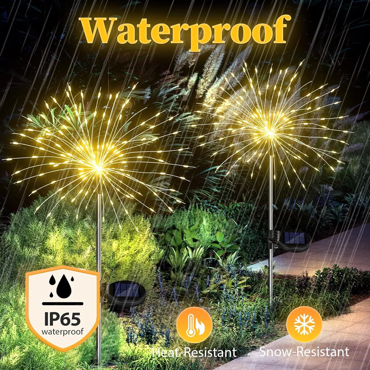 Luces Led Fuego Artificial Solares Navidad 2 Unidades - Imagen 3